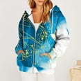thumbnail image 1 of Sudadera con capucha y manga larga para mujer, informal, con estampado, de manga larga, con cremallera, con capucha, blusa y bolsillo, 1 of 6