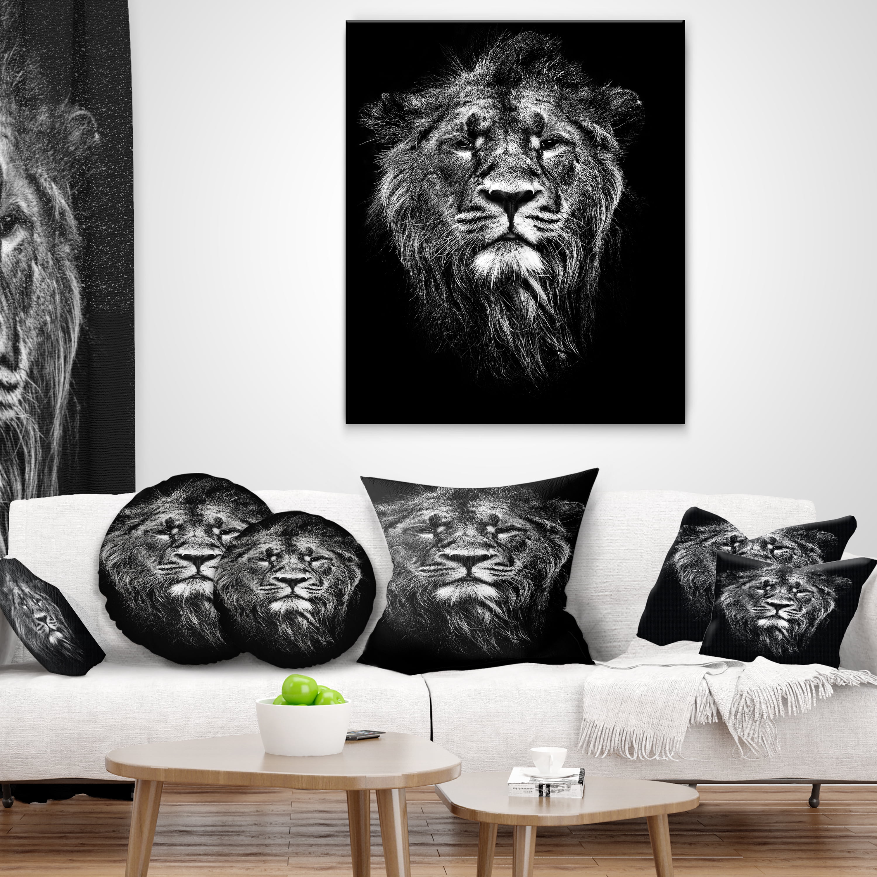 Designart Male Asiatic Lion - Animal Throw Pillow - 18x18