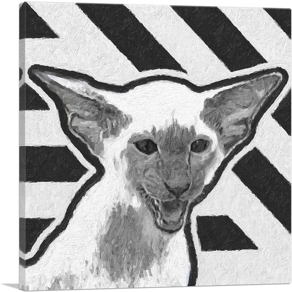 ARTCANVAS Devon Rex Cat Breed Stripes Canvas Art Print - Size: 18" x 18" (0.75" Deep)