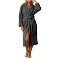 thumbnail image 5 of Robes for Women Fleece Robes Hooded Cozy Soft Warm Plush Women Robe Plush Long Bathrobe, 5 of 8