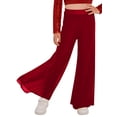 thumbnail image 2 of Haitryli Big Girls Lyrical Dance Clothes Dancing Trousers Wide-leg Pants Modern Jazz Dancewear Gymnastic Bottoms Burgundy 12, 2 of 7