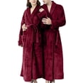 thumbnail image 2 of Conairie Bath Robe Soft Men Cotton Bath Robe Plus Size Towel Kimono Spa Lightweight Bathrobe Women Dressing Gown Sleepwear 3/4 Sleeve Loungewear with Pockets Red XL, 2 of 9