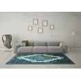 thumbnail image 3 of Ahgly Company Indoor Round Medallion Light Blue Traditional Area Rugs, 7' Round, 3 of 4