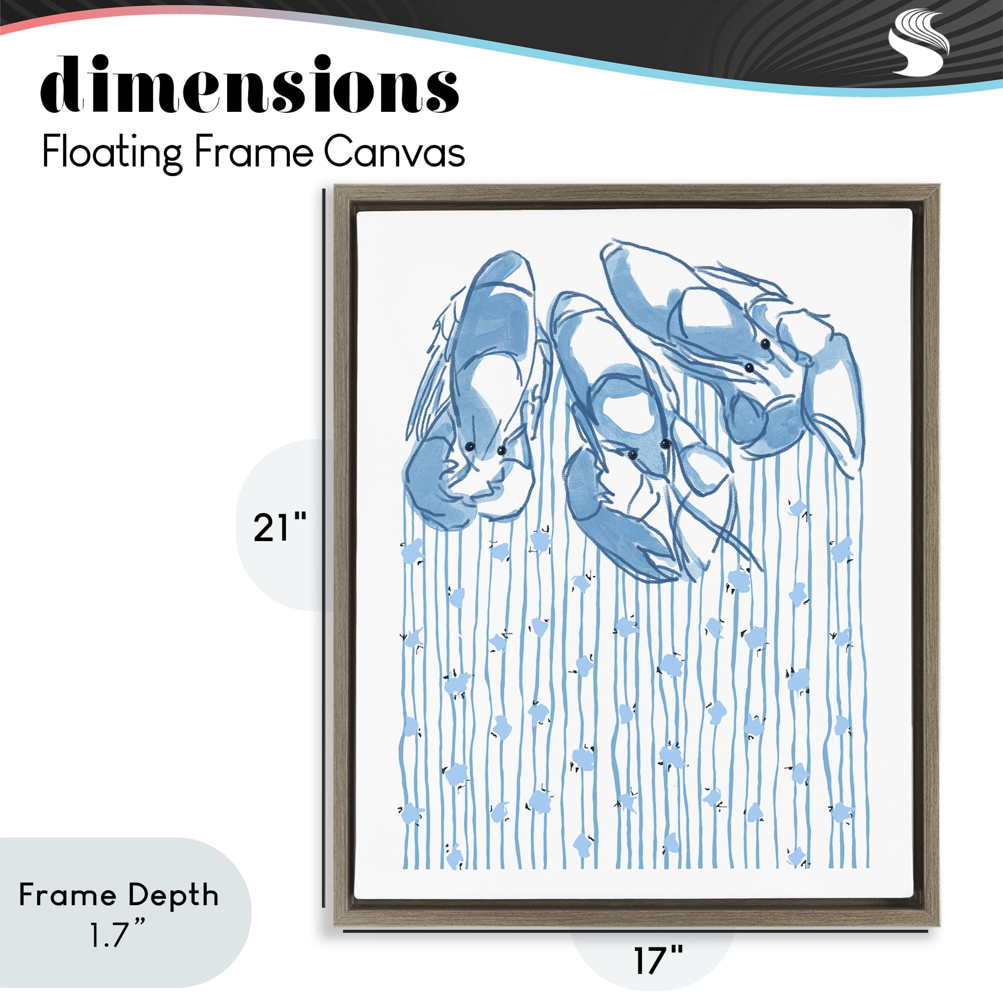 Stupell Industries Lobster Trio with Strings Brown Framed Floater Canvas Wall Art, design by Melissa Tilley