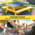 thumbnail image 6 of Navy Blue Yellow Ombre Table Cloths for 6 Foot Rectangle Tables, Farmhouse Modern Gradient Art Patio Waterproof Elastic Fitted Tablecloths, Washable Rectangular Table Cover for Camping, 6 of 8