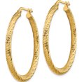 thumbnail image 2 of 14K Yellow Gold 3X30mm Diamond-Cut Round Hoop Earrings (39.5 X 37.25) Made In Peru tf1343, 2 of 5