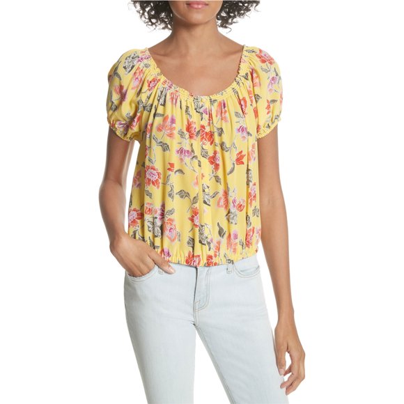 Joie Womens Derfuta Hand Dyed Off the Shoulder Blusa, Amarillo, Small