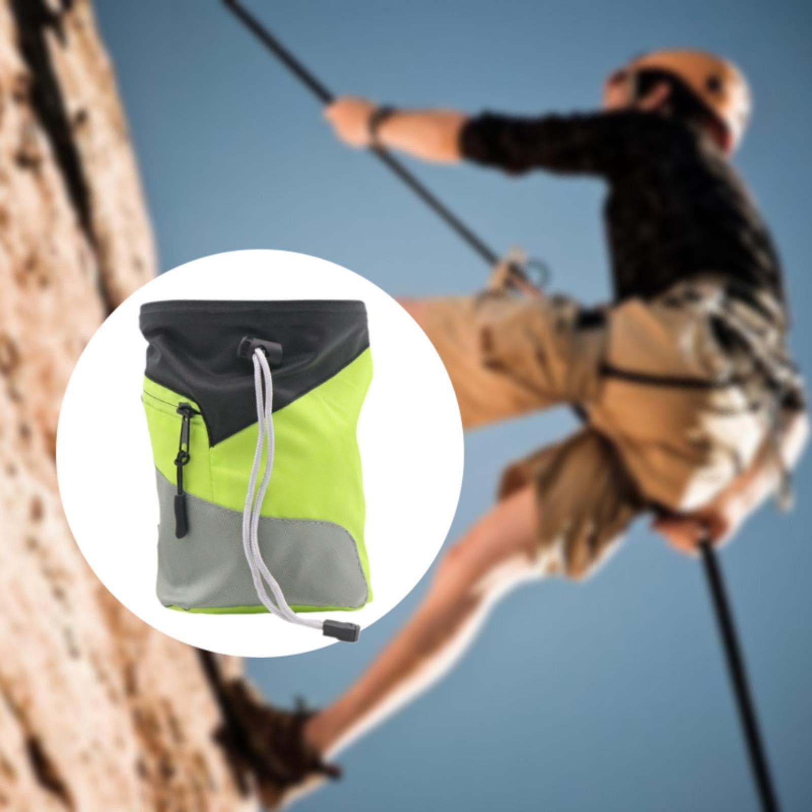 Baoblaze Chalk Bag for Rock Climbing Chalk Carrier Bag Lightweight Waist Belt with Zipper Grey Green