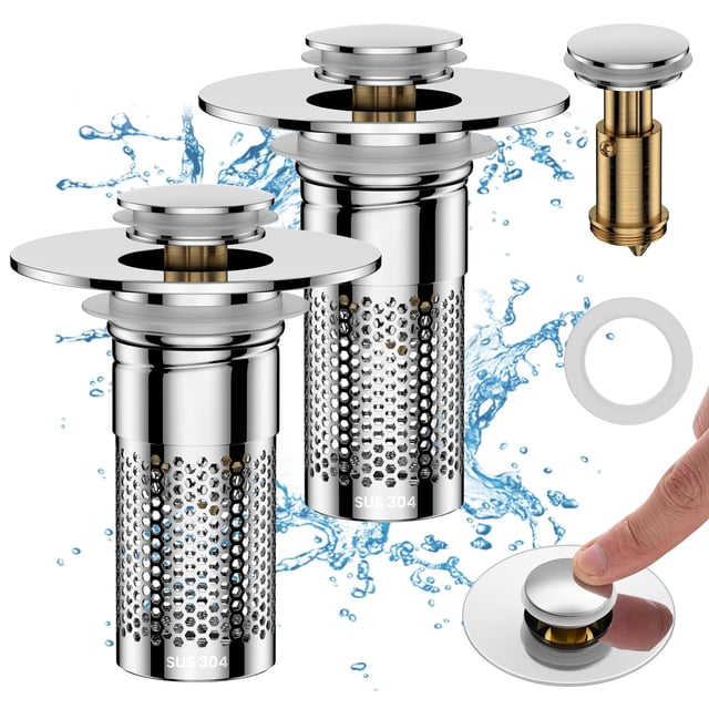 Colador de Drenaje para Lavabo de Baño SIIU con Tapón Pop-up y Capturador de Cabello