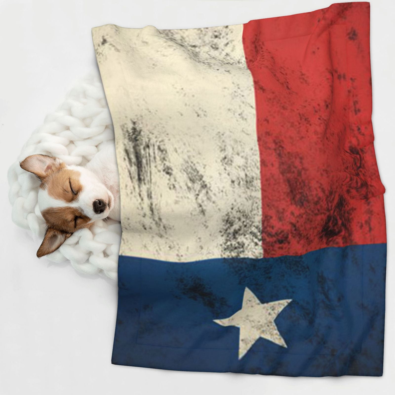 Flannel Throw Dog Blanket Texas Flag Distressed Soft Warm Print Pet Blankets for Small Dog Cat Puppy