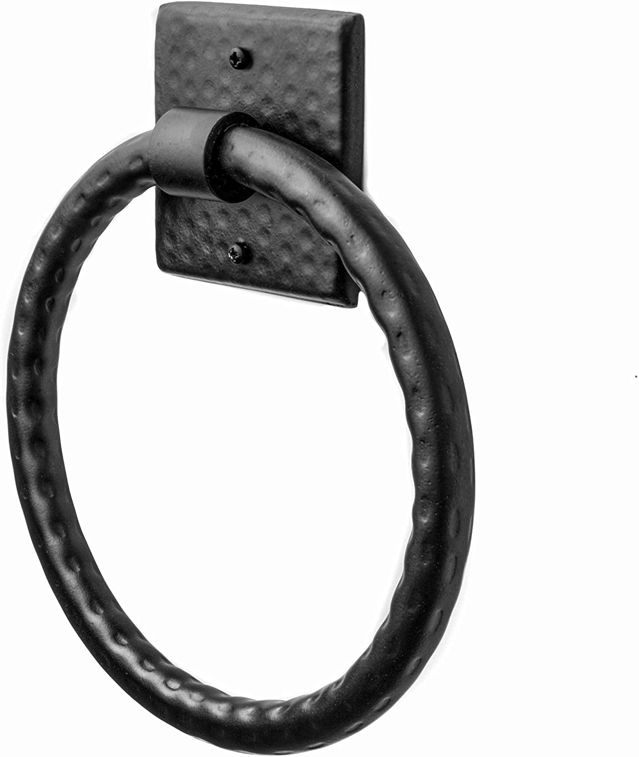 Monarch Abode Hand Hammered Metal Bathroom Hardware, Towel Ring, Matte