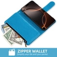 thumbnail image 6 of Compatible with iPhone 16 Pro 6.3 inch Wallet Phone Case and Tempered Glass Screen Protector Flower Faux Leather Flip Credit Card Holder Stand Zipper Cell Cover for i Phone16 i16 16Pro Women Blue, 6 of 9