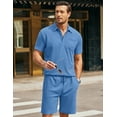 thumbnail image 6 of COOFANDY Men's Waffle Knit Polo Shirt and Shorts Set 2 Pieces Outfits Summer Suit Casual Tracksuit with Pockets, 6 of 6