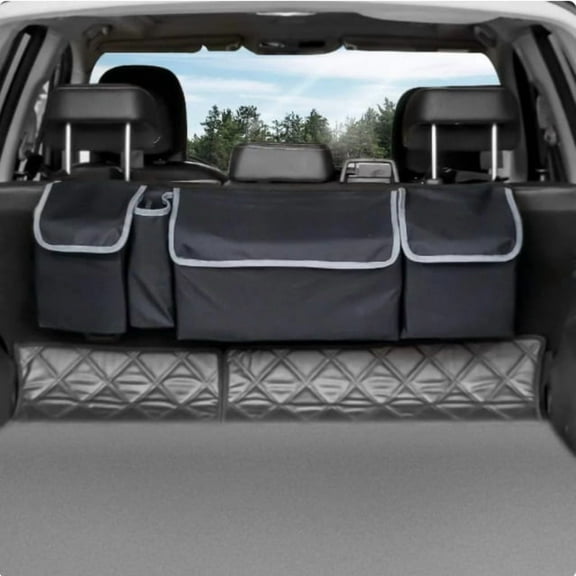 Manfiter Car Trunk Organizer, Seat Back Storage to Keep Car Trunk Neat, Car Storage Organizer Frees up Your Trunk Floor, Car Organizer and Storage for SUV Gives You a Big Space Back Seat Trunk, Black
