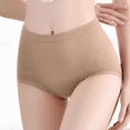 thumbnail image 2 of Fulorrnie High Waisted Seamless Tummy Control Underwear for Women Breathable Shapewear Panties Wide Comfort Waistband No Roll Brief, Khaki, One Size, 2 of 6
