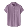 thumbnail image 5 of Hogleaql Linen Shirts for Men Casual Button Down Short Sleeve Shirts Beach Vacation Wedding Classic Formal T-Shirts Purple XL, 5 of 5