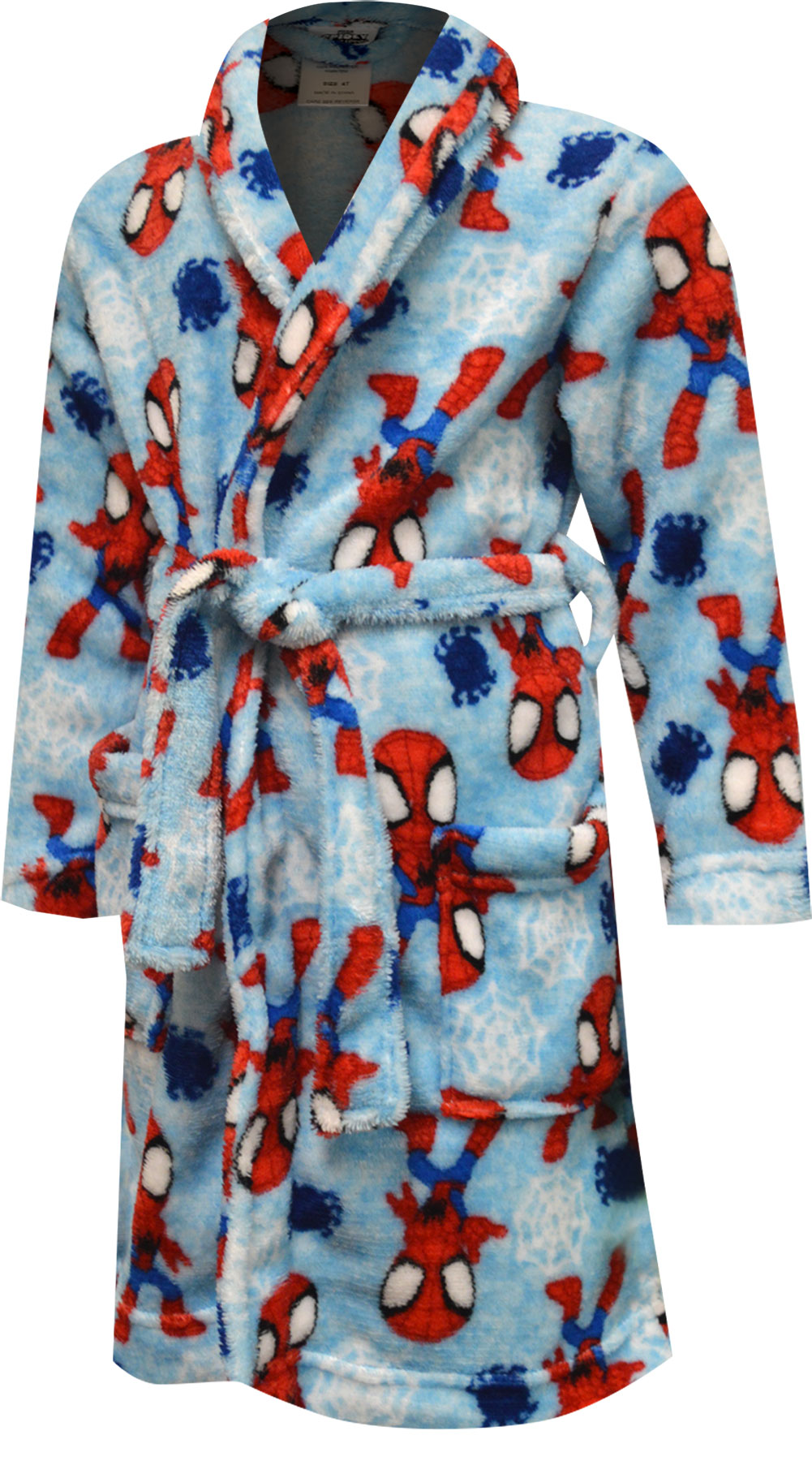 AMERICAN MARKETING ENTERPRISES Boys' Marvel Comics Spiderman Light Blue Plush Toddler Robe