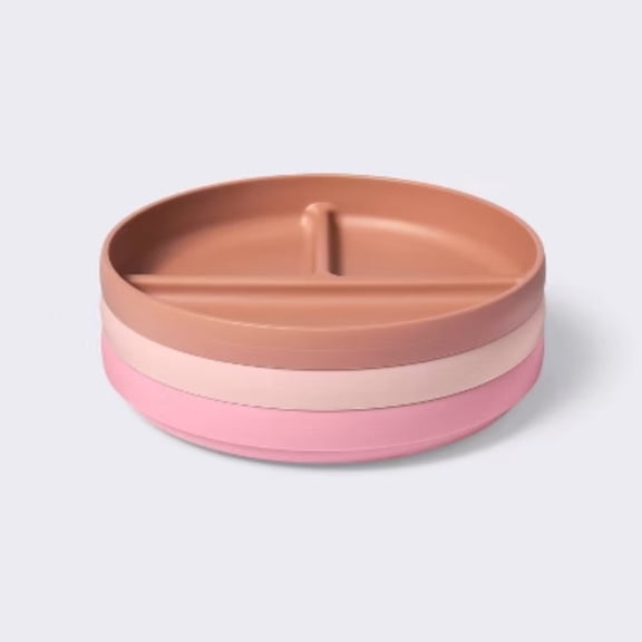 Plastic Plates - 3pk - Rust/Pink