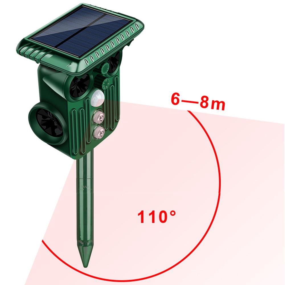 Ultrasonic Animal Repeller Outdoor, Repellent & Deterrent with PIR Sensor & Flashing Light,Solar Powered Deer Repellent Device for Squirrels,Raccoons,Skunks,Rabbits