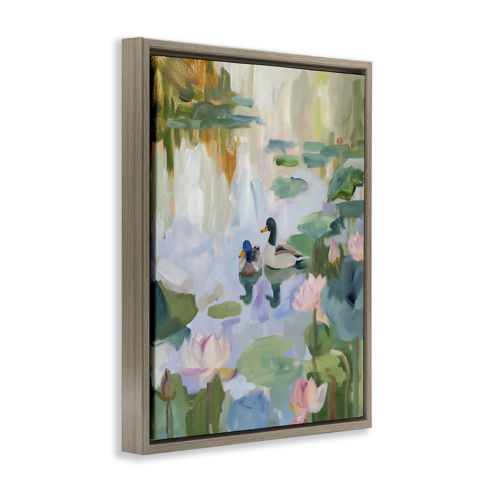 Stupell Industries Duck Pond During Tranquil Morning Brown Framed Floater Canvas Wall Art, design by The Prints Vibe