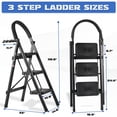 thumbnail image 4 of OUTMASTER Step Ladder, Adult Step Ladders 3 Step with Padded Handrail, Metal Portable Ladders, Black, 4 of 8
