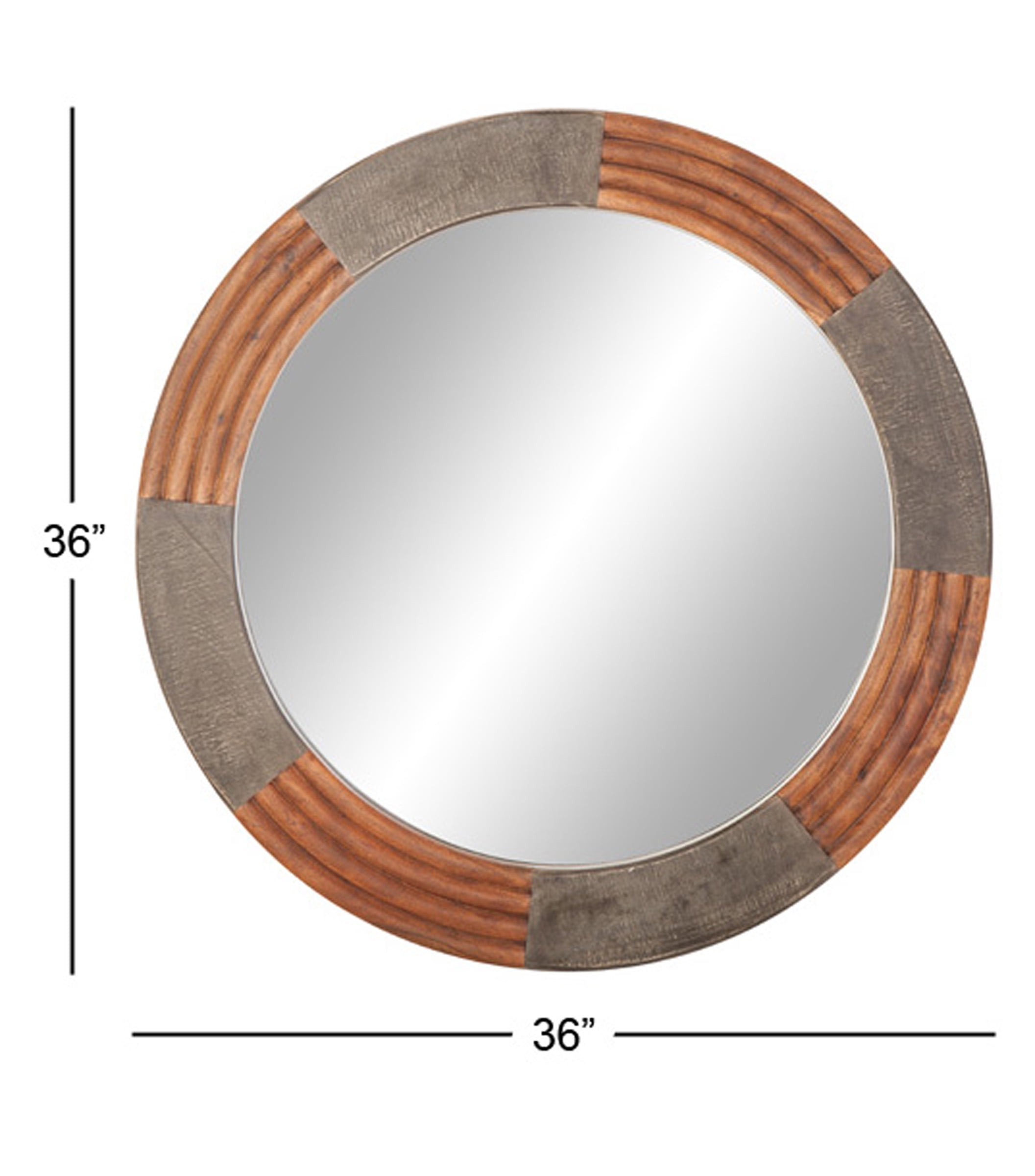 Decmode Rustic 36 X Inch Round Wall Mirror