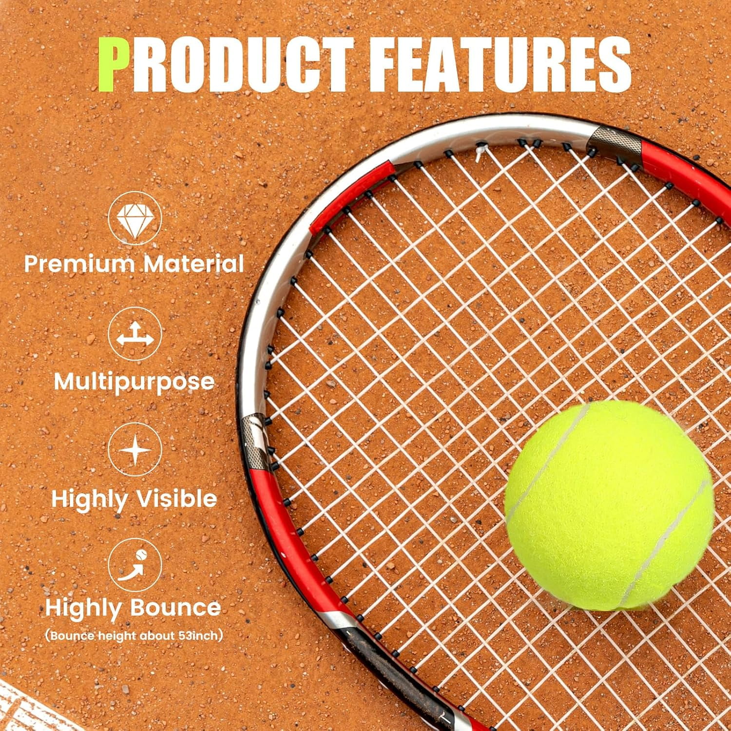 60 Pack Tennis Balls, Training Tennis Balls, Pet Dog Playing Balls, Practice Tennis Balls with Mesh Bag for Transport and Beginner Training