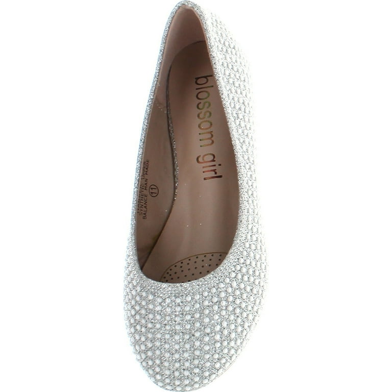 De Blossom Girl Harper-II-31 Sparkle Pearl Closed Toe Slip on