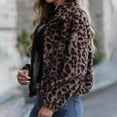 thumbnail image 5 of Zpanxa Women's Leopard Print Sherpa Jacket Cozy Fleece Lined Short Zip Up Casual Winter Outerwear Animal Pattern, 5 of 6