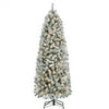 Renwick 6ft Prelit Flocked Pencil Christmas Tree with Foldable Stand, Green
