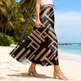 thumbnail image 4 of Bbyeadc Women's A-Line Satin Maxi Skirt Elastic Waist Geometric Print with Pocket, Light Brown(L), 4 of 5