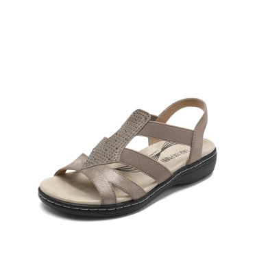 Dream Pairs Women's Gladiator Sandals - Elastic Strappy Thong Sandals With Rhinestone Details