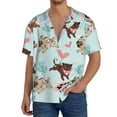 thumbnail image 3 of Xecao offers the Cute Pug Dogs for Men's Casual Short-sleeved Shirt, a button-up collared shirt with a pocket, perfect for beach vacations and yacht travel in the 3X-Large size., 3 of 7