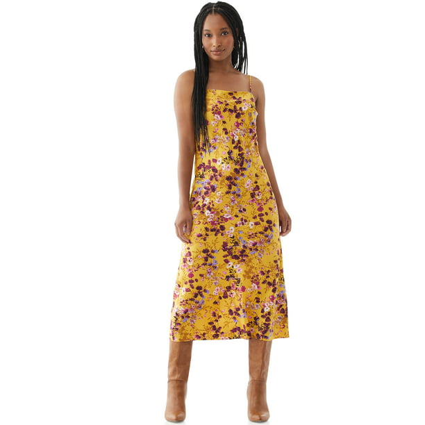 Scoop Women's Printed Midi Slip Dress - Walmart.com