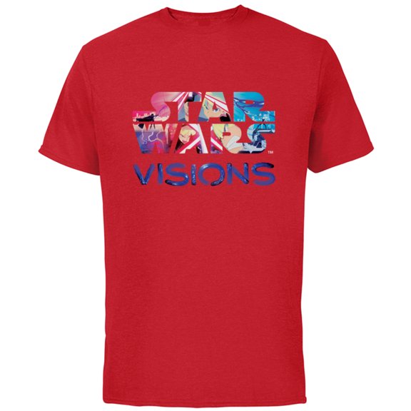 Star Wars: Visions Logo - Short Sleeve Cotton T-Shirt for Adults - Customized-Red