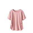 thumbnail image 1 of Yuyuzo Womens Plus Size Tops Short Sleeve Crew Neck Basic Shirts Side Ruched Dressy Casual Blouses, 1 of 7