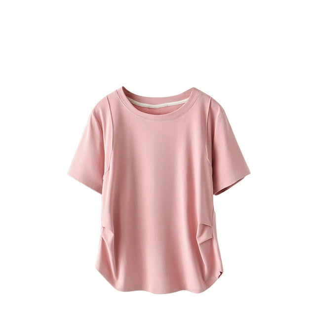 Yuyuzo Womens Plus Size Tops Short Sleeve Crew Neck Basic Shirts Side Ruched Dressy Casual Blouses