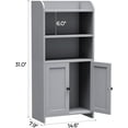 thumbnail image 2 of Small Bathroom Storage Cabinet, Freestanding Toilet Paper Storage with 2 Doors and Shelves, Bathroom Organizers and Storage for Small Spaces, laundry room, 7.9" D x 14.6" W x 31" H, Gray, 2 of 18