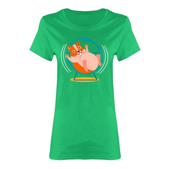Cute Hamster On A Wheel Shaped T-Shirt Women -Image by Shutterstock, Female Medium