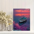 thumbnail image 2 of Minimal Lone Boat Sunset Canvas Print, Tripline Landscape Art, Multi-Room Cafe Hotel Bathroom Wall Decor, 2 of 8