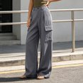 thumbnail image 4 of Women's Wide Leg Cargo Dress Pants High Rise Pleated Casual Suit Trousers Multi Pockets Work office Slacks with Pockets Fashion Bottoms Gray, 4 of 6