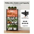 thumbnail image 4 of Foldable Storage Shelf - 4 Tier 28x13x54 Inch Metal Rack - Mobile Organizer with Wheels & Hooks - Pantry, Kitchen, Garage, Basement - Black, 4 of 6