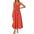 thumbnail image 1 of Vestido de verano ZESICA, sin mangas, halter, midi, color rojo sandía, 1 of 7