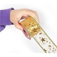 thumbnail image 3 of 2 Inch Gold Star Wired Ribbon Wide Christmas Transparent Sheer Ribbon Music Note Glitter Metallic Organza Fabric Ribbons Gift Wrapping Supply, 3 of 8