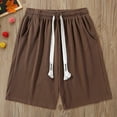 thumbnail image 2 of Summer Shorts Men's Summer Thin Breathable Shorts Elastic Waist Drawstring Sports Pants Sweat Pants for Mens Coffee XXXXL, 2 of 4