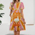 thumbnail image 2 of Two Groovy Dress Summer Street Style Dresses Female Short Sleeve Printed Sundress, 2 of 7
