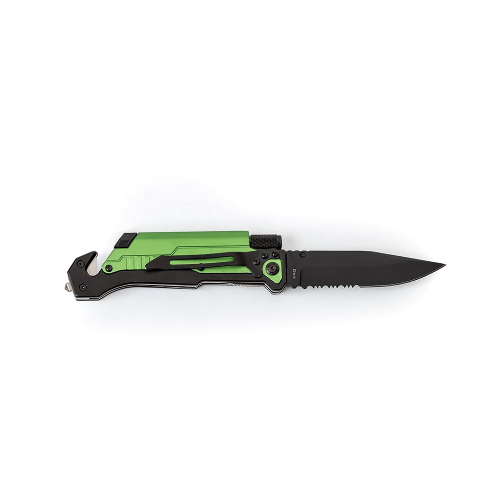 Lehman's Travel Survival Knife Serrated Flashlight Glass Breaker Firestarter
