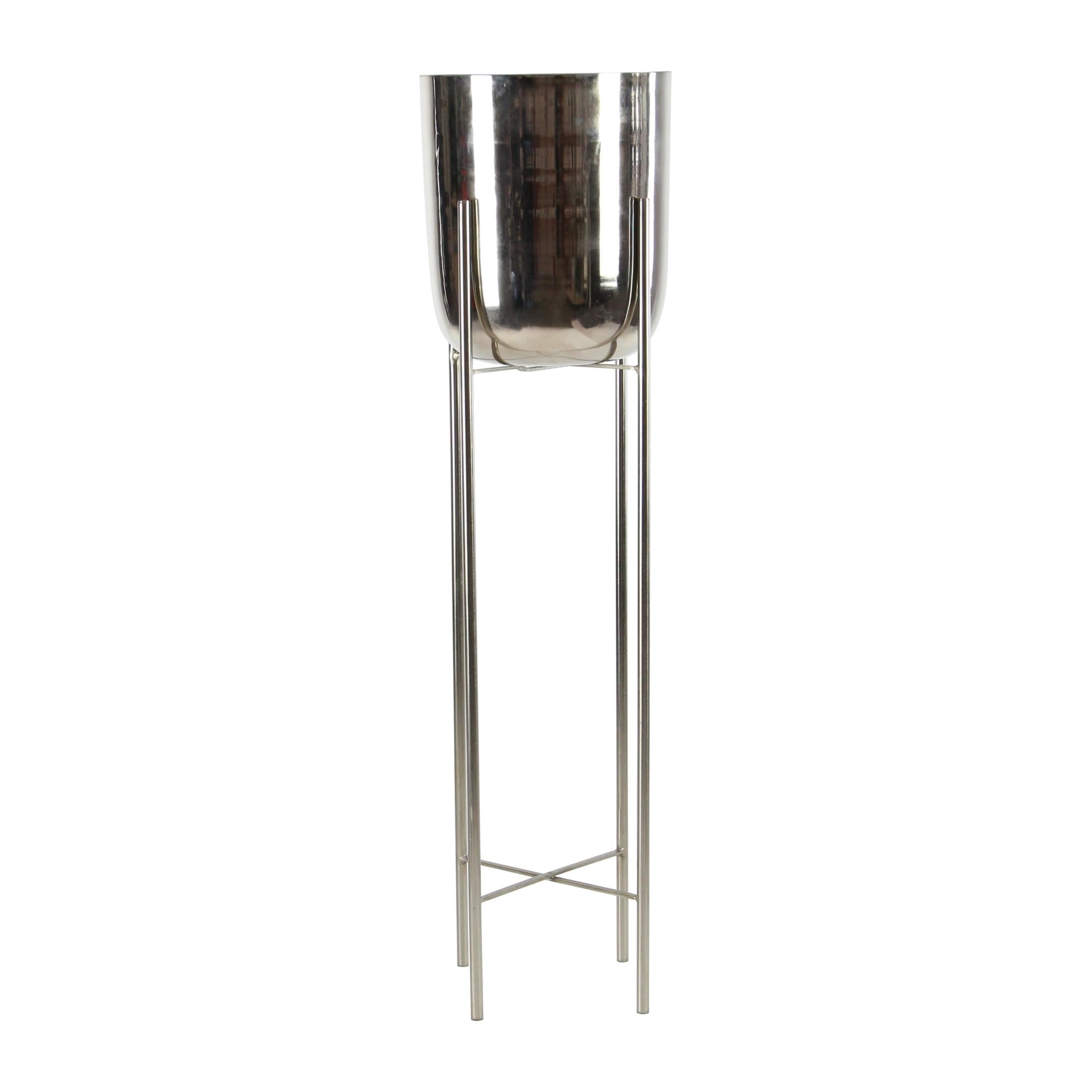 CosmoLiving by Cosmopolitan Silver Metal Dome Indoor Outdoor Planter with Removable Stand, Set of 2 39", 46"H