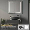 thumbnail image 3 of Tcbosik LED Medicine Cabinet, 48" x 28" Wall-Mounted Bathroom Vanity Mirror Organizer with Dimmer Touch Switch, Three Doors, USB Ports & AC Outlets, Black, 3 of 8