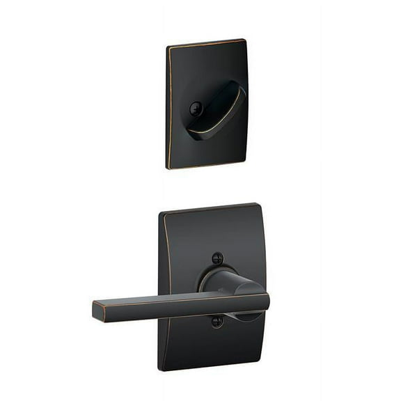 Schlage Lock Company F59LAT716CEN Aged Bronze F-Series Latitude Interior Pack Lever Set with Single Cylinder Deadbolt and Decorative Century Rose Interior Half Only